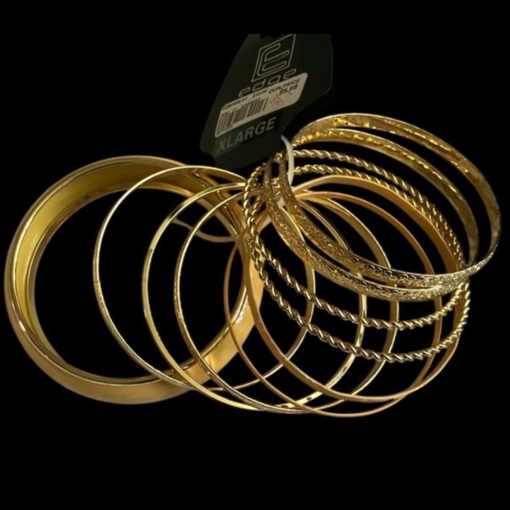 Gold Tone and Yellow Bangle Set With Yellow Acrylic Dangle Earrings Plus Size - Picture 1 of 2